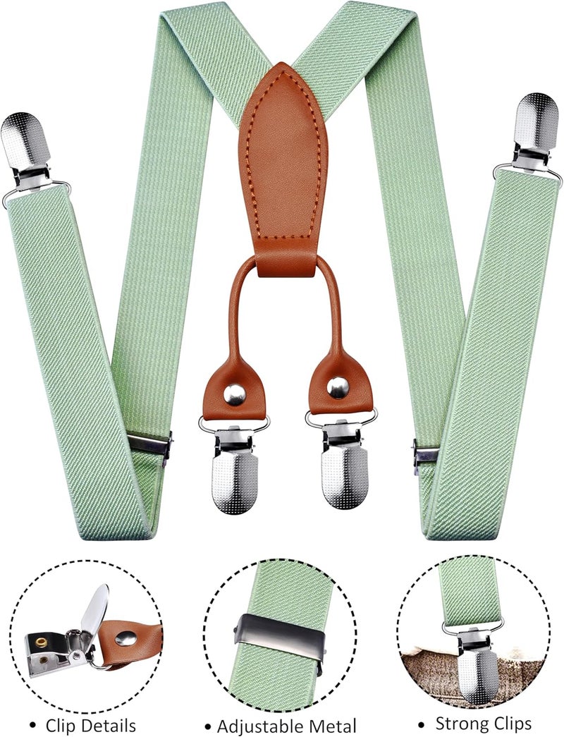 Branduce Solid Color Baby Boy Suspender with 4 Strong Clips Adjustable Kids Y Back Suspenders - Image 2